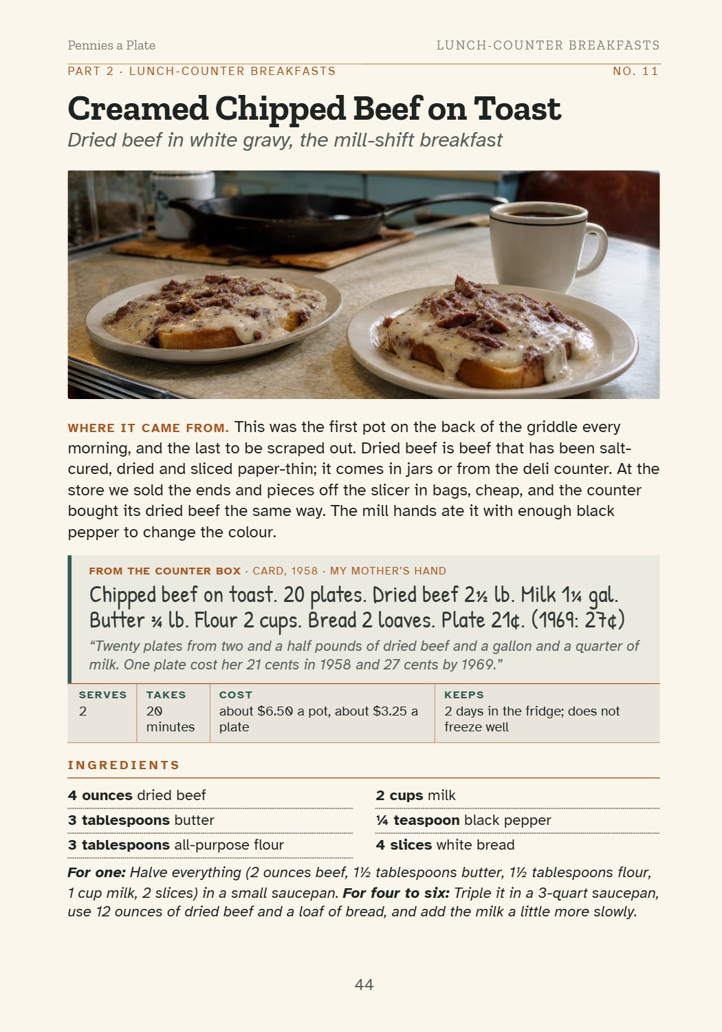 Book page 44: Every recipe on one clear page.